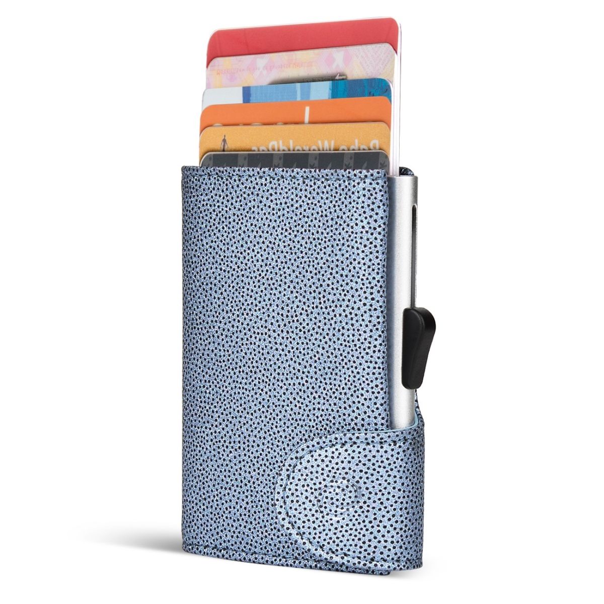 C-Secure Aluminum Card Holder with Genuine Leather - Fashion Blue
